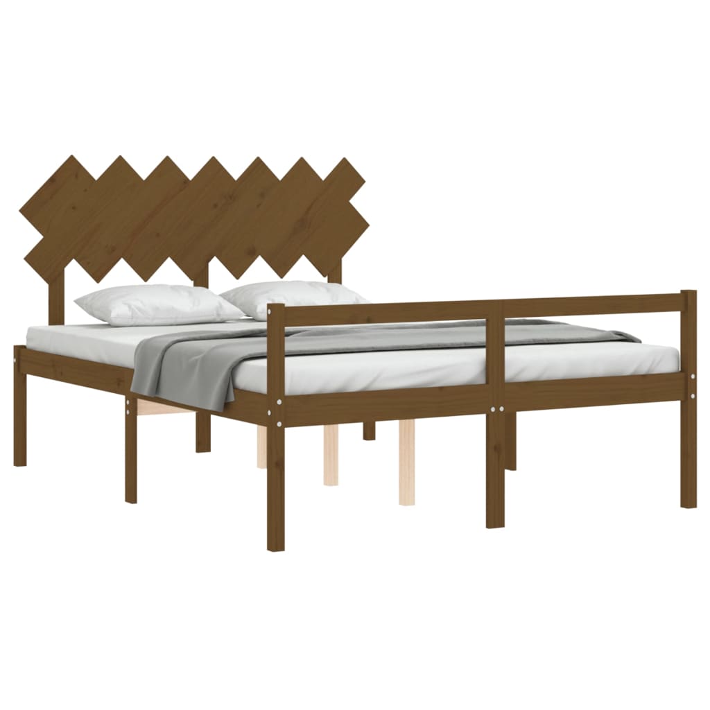 vidaXL Cama para idosos c/ cabeceira 140x200 cm madeira castanho-mel