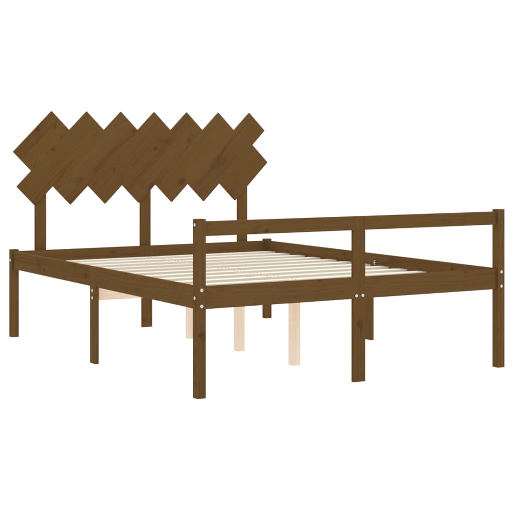 vidaXL Cama para idosos c/ cabeceira 140x200 cm madeira castanho-mel