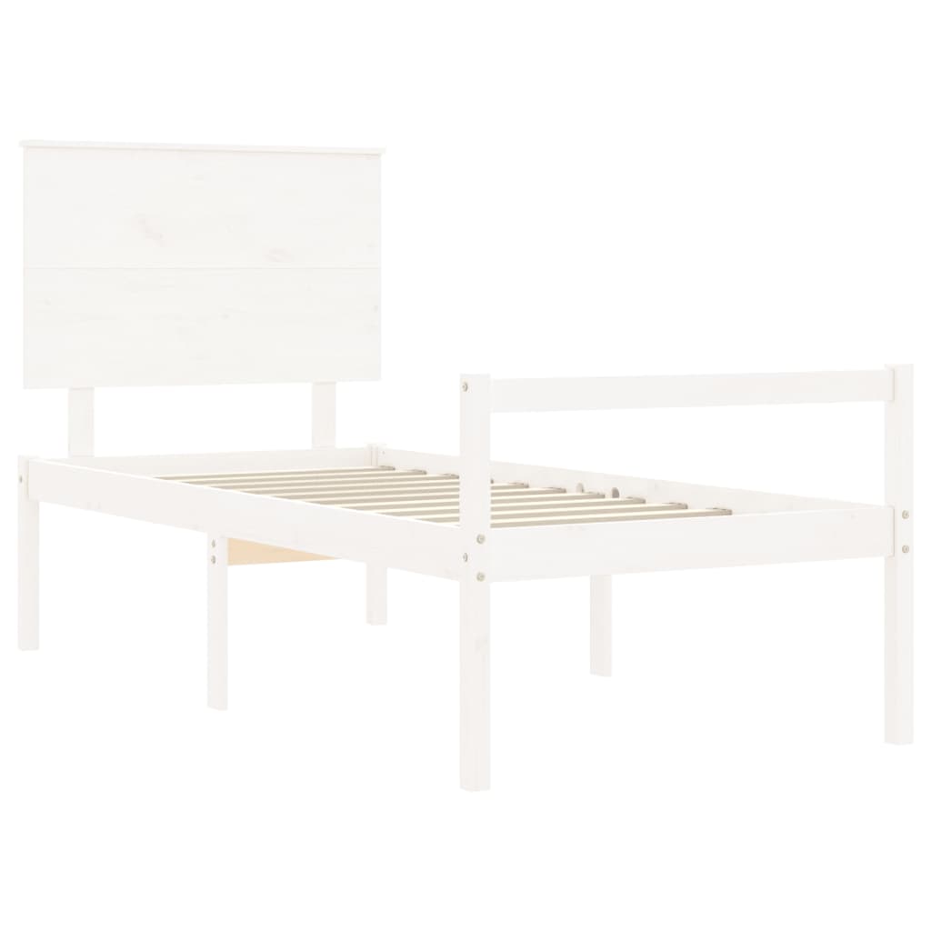 vidaXL Cama para idosos com cabeceira 100x200 cm madeira maciça branco