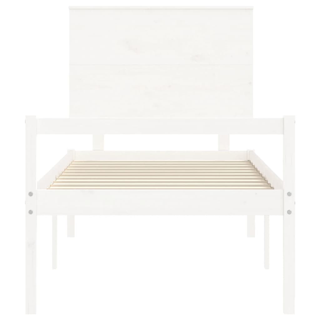 vidaXL Cama para idosos com cabeceira 100x200 cm madeira maciça branco