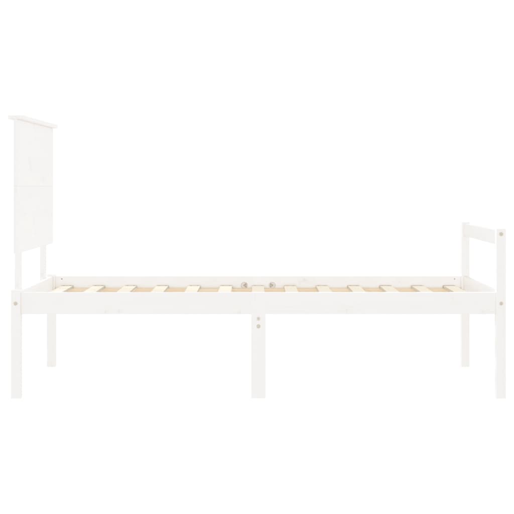 vidaXL Cama para idosos com cabeceira 100x200 cm madeira maciça branco