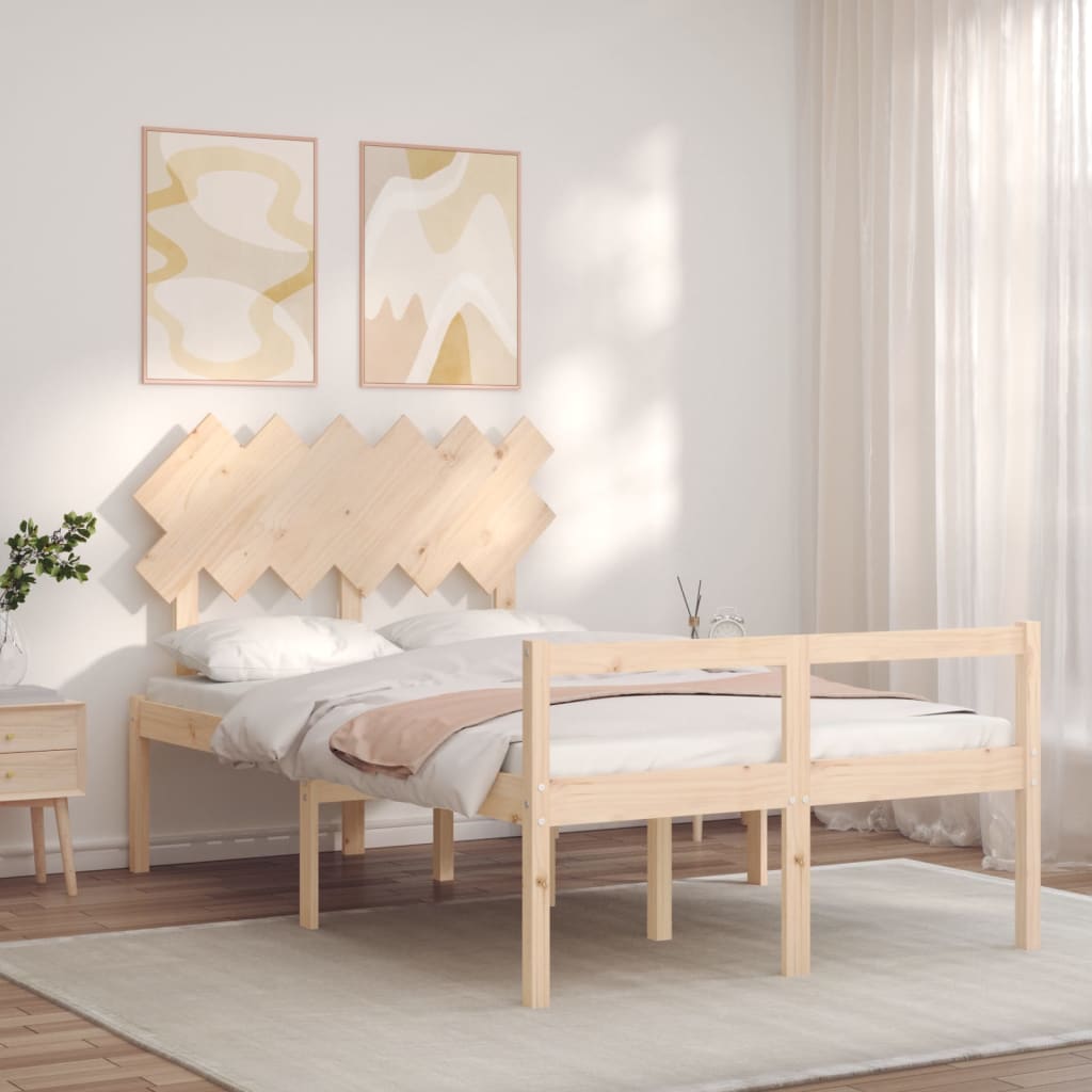 vidaXL Cama de casal para idosos com cabeceira madeira maciça