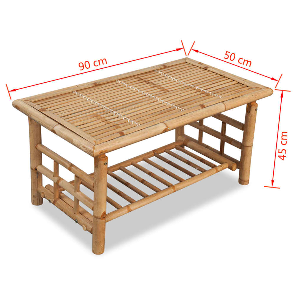 vidaXL Mesa de centro 90x50x45 cm bambu