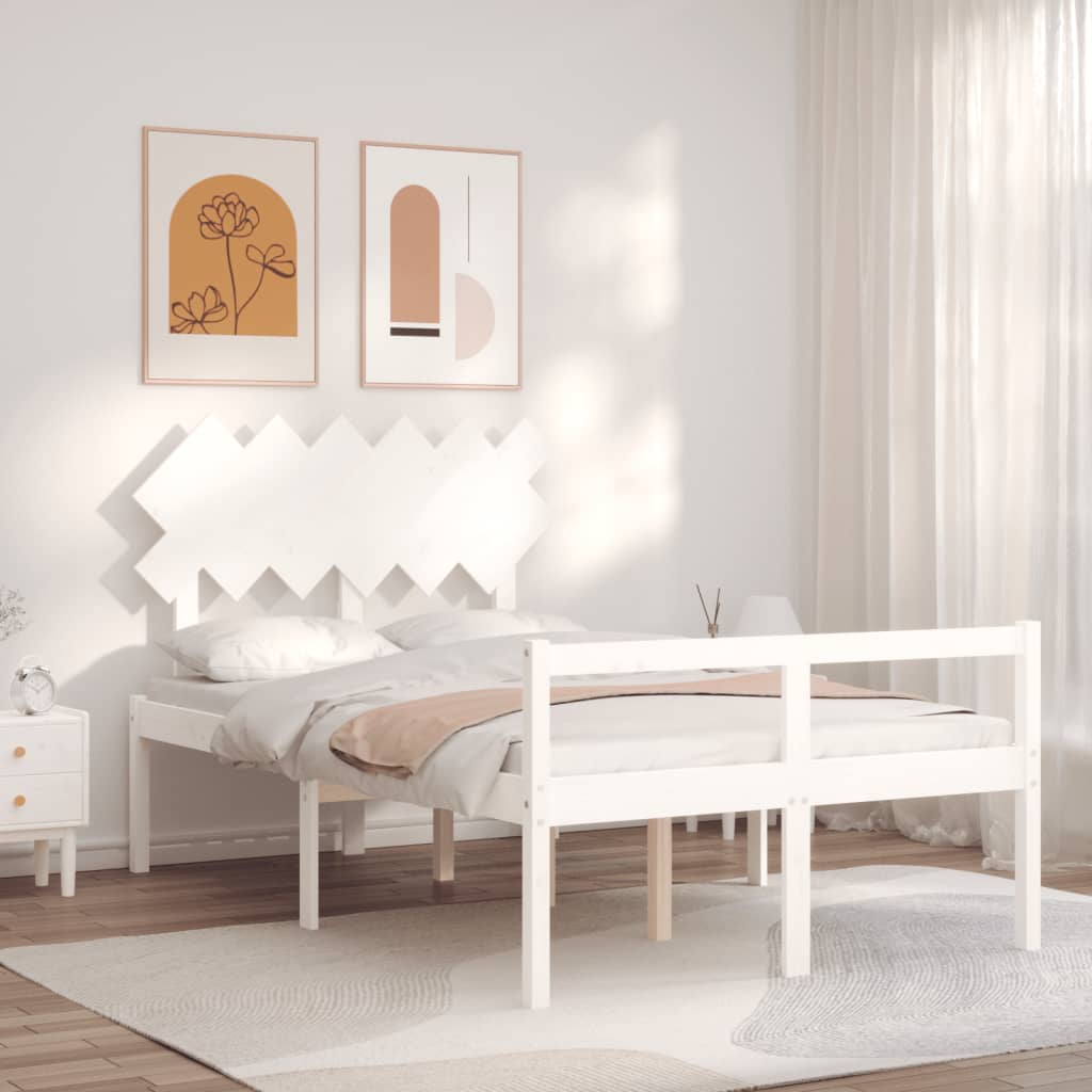 vidaXL Cama para idosos com cabeceira 120x200 cm madeira maciça branco