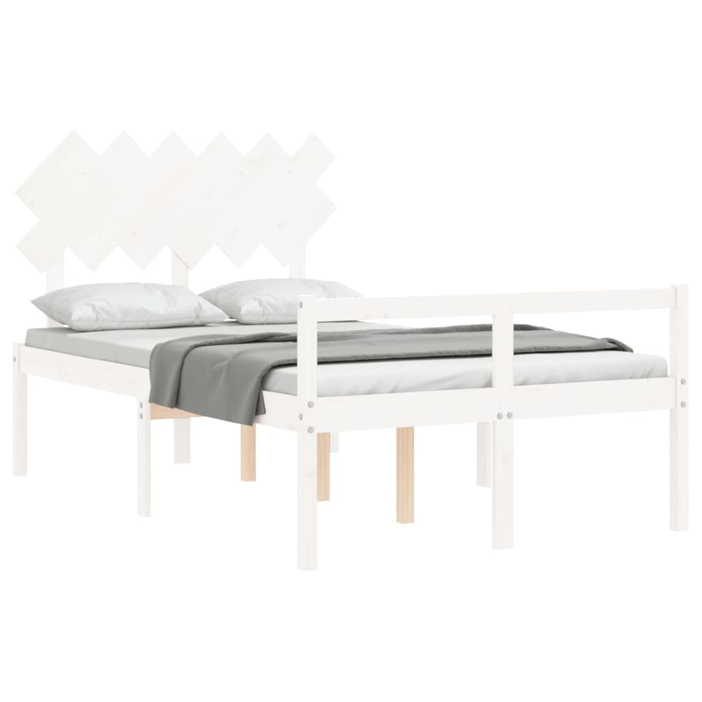 vidaXL Cama para idosos com cabeceira 120x200 cm madeira maciça branco