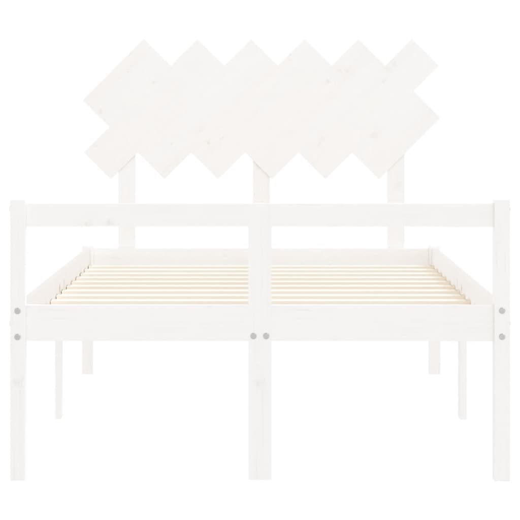 vidaXL Cama para idosos com cabeceira 120x200 cm madeira maciça branco