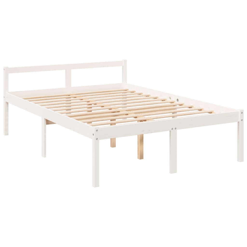 vidaXL Cama para idosos com cabeceira 120x200 cm madeira maciça branco