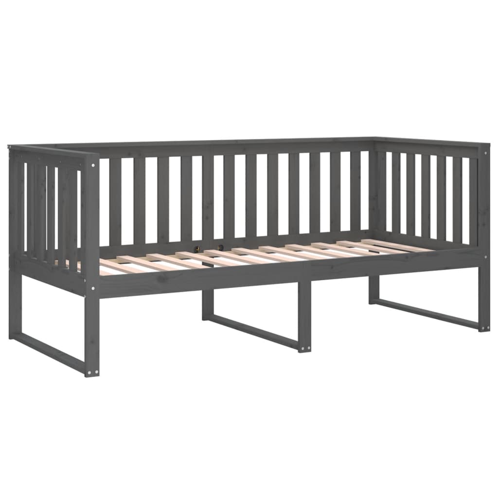 vidaXL Sofá-cama 100x200 cm madeira de pinho maciça cinzento