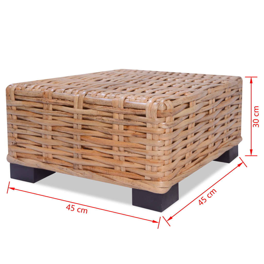 vidaXL Mesa de centro em vime natural 45x45x30 cm