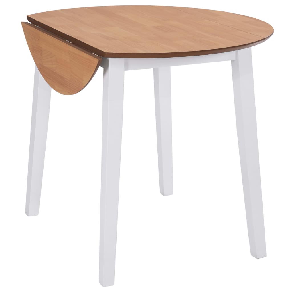 vidaXL Mesa de jantar com abas rebatíveis redonda MDF branco