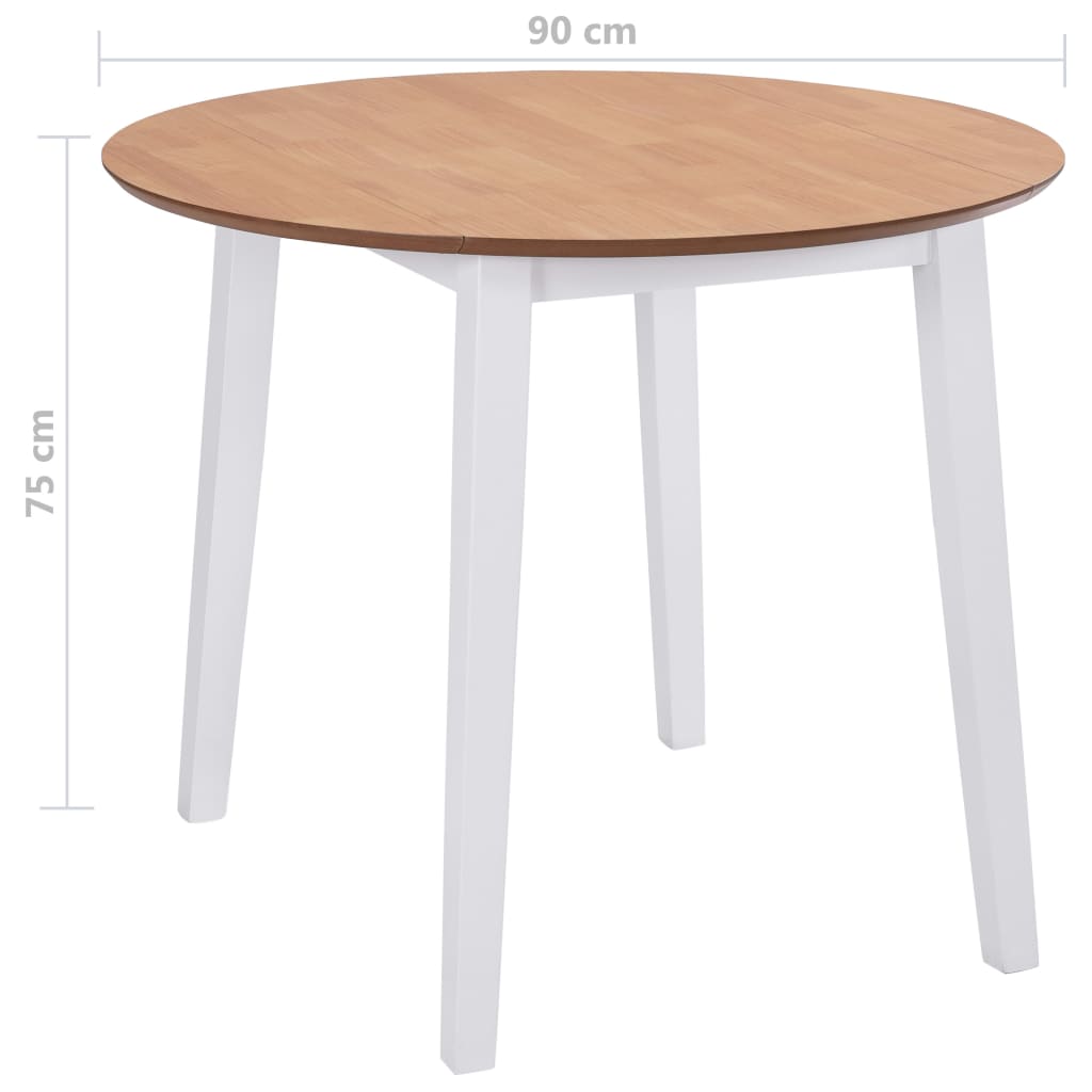 vidaXL Mesa de jantar com abas rebatíveis redonda MDF branco