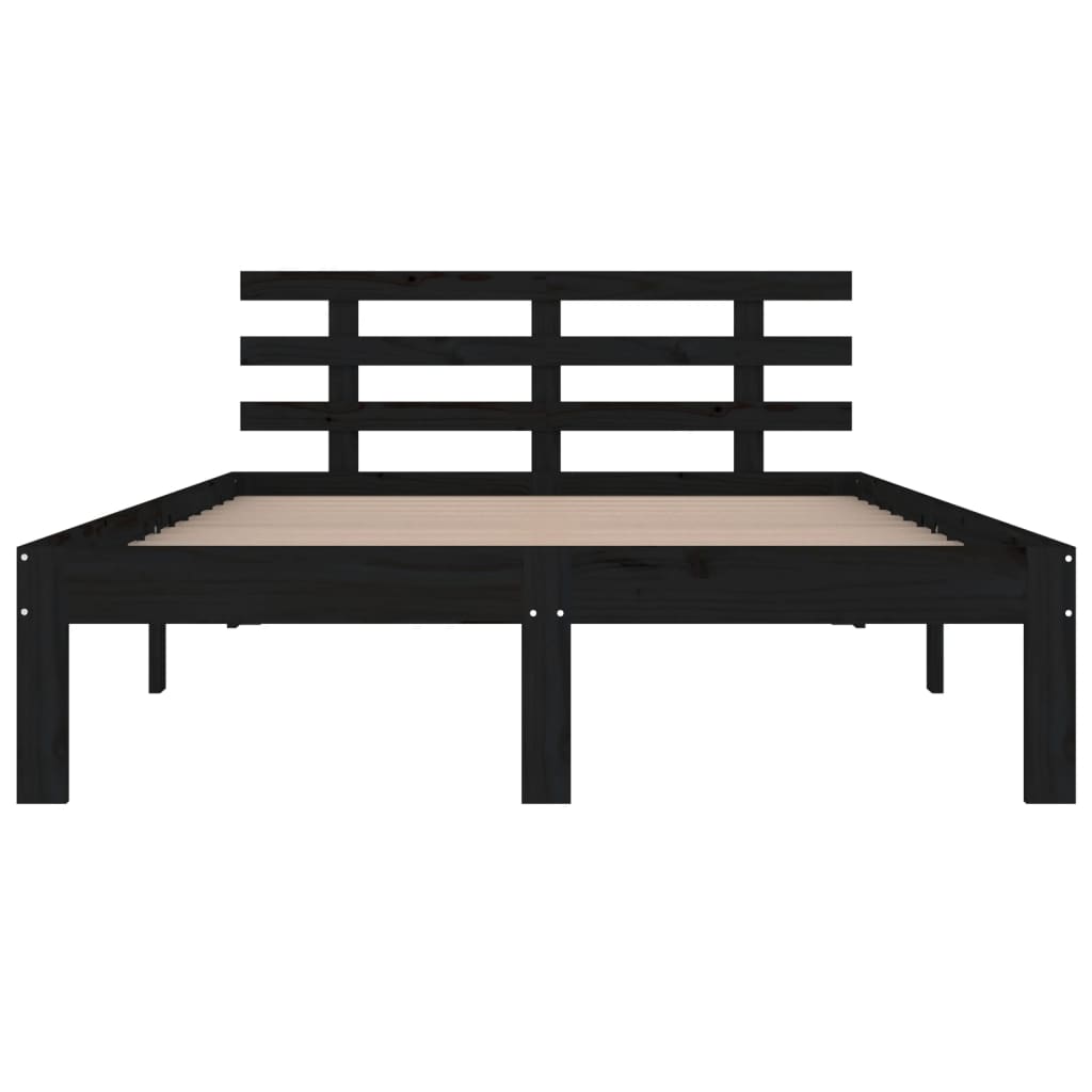 vidaXL Estrutura de cama king 150x200 cm madeira maciça preto