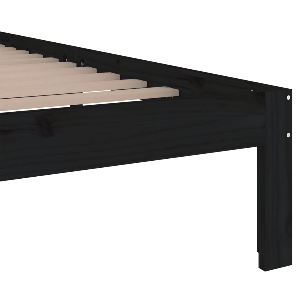 vidaXL Estrutura de cama king 150x200 cm madeira maciça preto