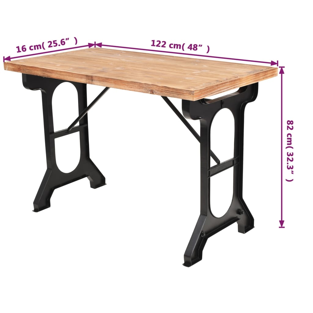 vidaXL Mesa de jantar madeira de abeto maciça 122x65x82 cm