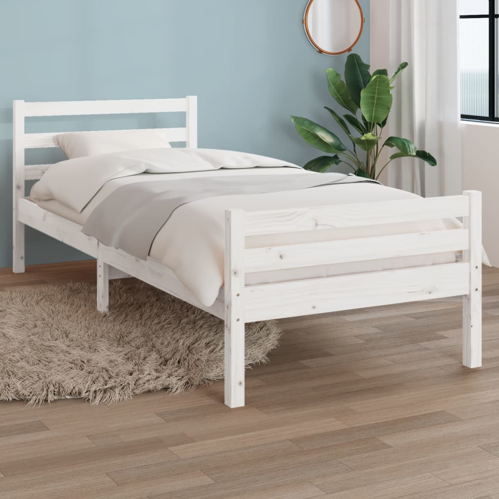 vidaXL Estrutura de cama 100x200 cm madeira maciça branco