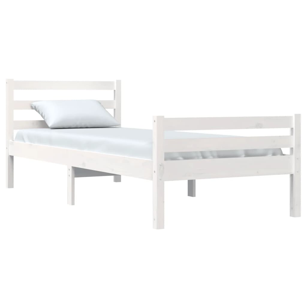 vidaXL Estrutura de cama 100x200 cm madeira maciça branco