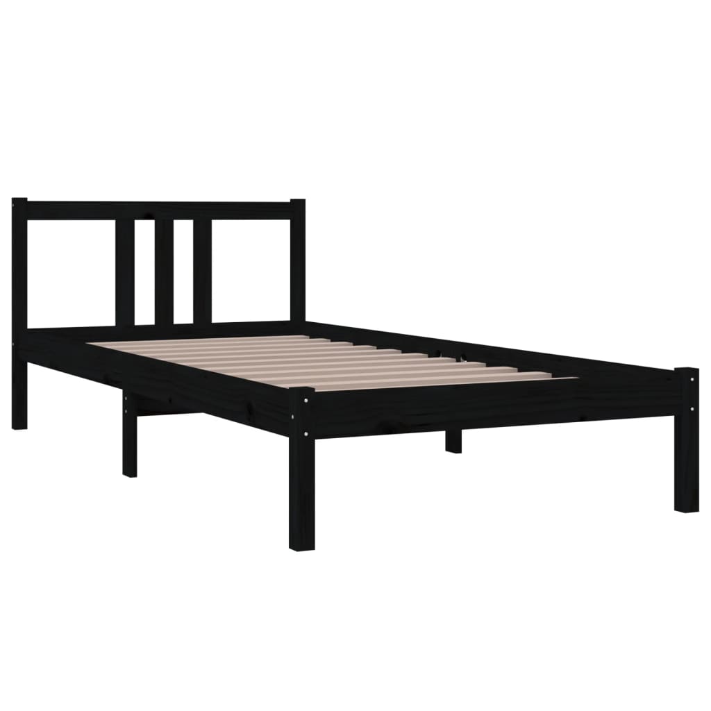 vidaXL Estrutura de cama 90x200 cm madeira maciça preto