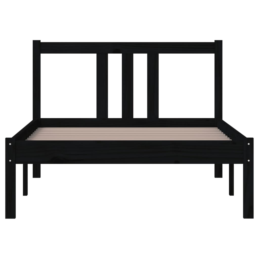 vidaXL Estrutura de cama 90x200 cm madeira maciça preto