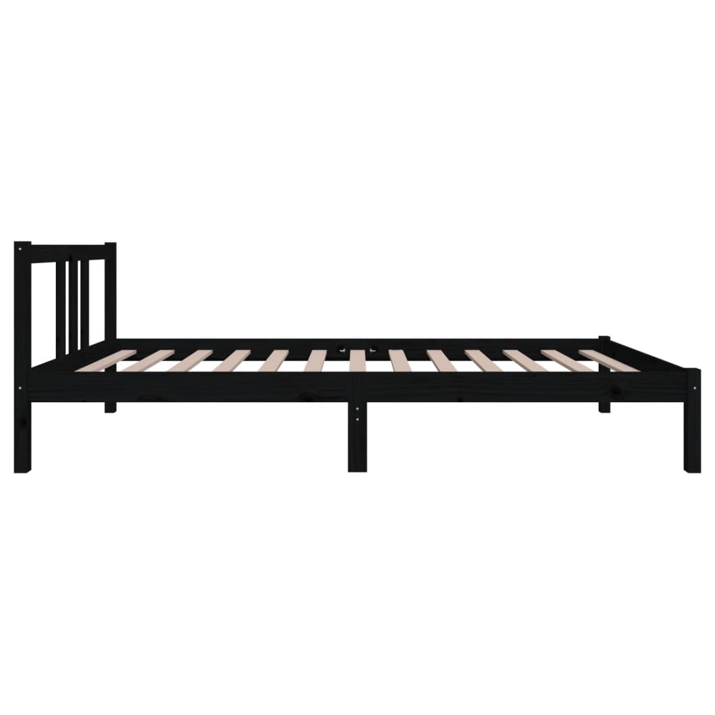 vidaXL Estrutura de cama 90x200 cm madeira maciça preto