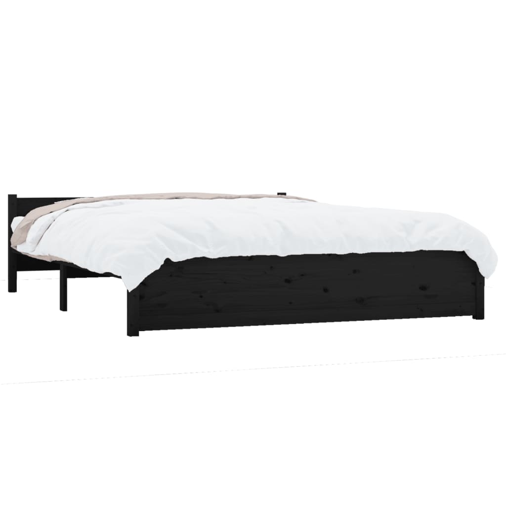 vidaXL Estrutura de cama 140x190 cm madeira maciça preto