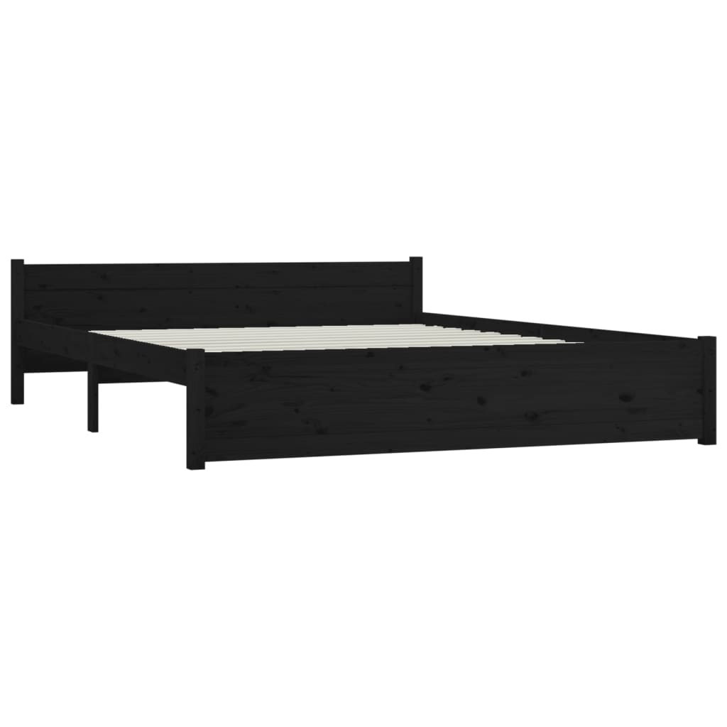 vidaXL Estrutura de cama 140x190 cm madeira maciça preto