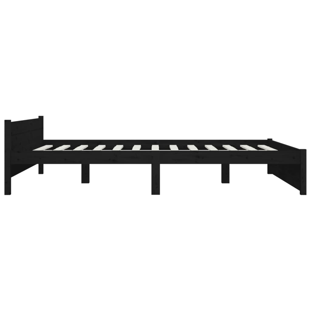 vidaXL Estrutura de cama 140x190 cm madeira maciça preto