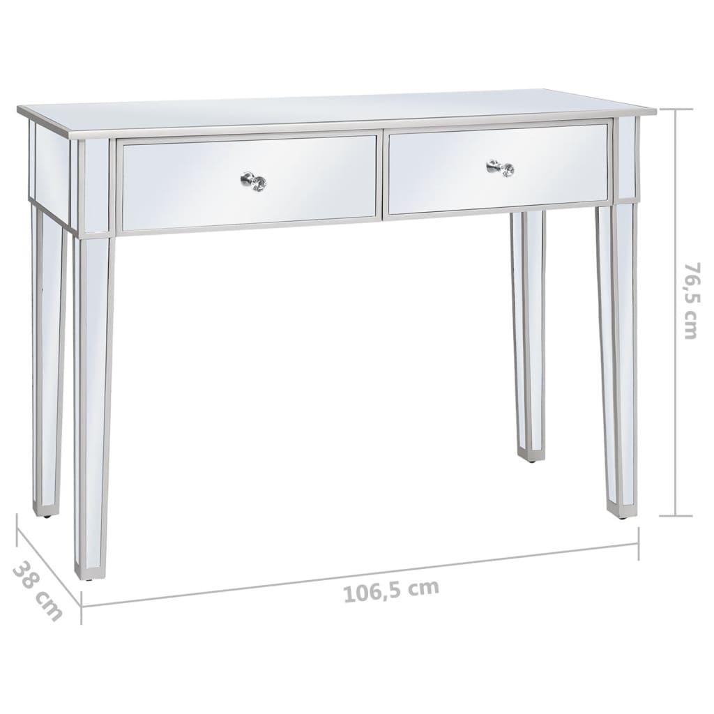 vidaXL Mesa consola espelhada em MDF e vidro 106,5x38x76,5 cm