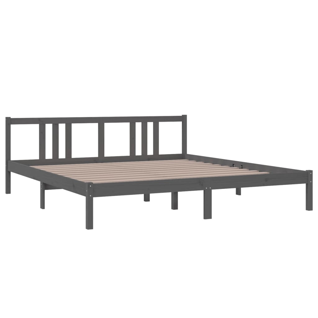 vidaXL Estrutura de cama super king 180x200 cm madeira maciça cinza