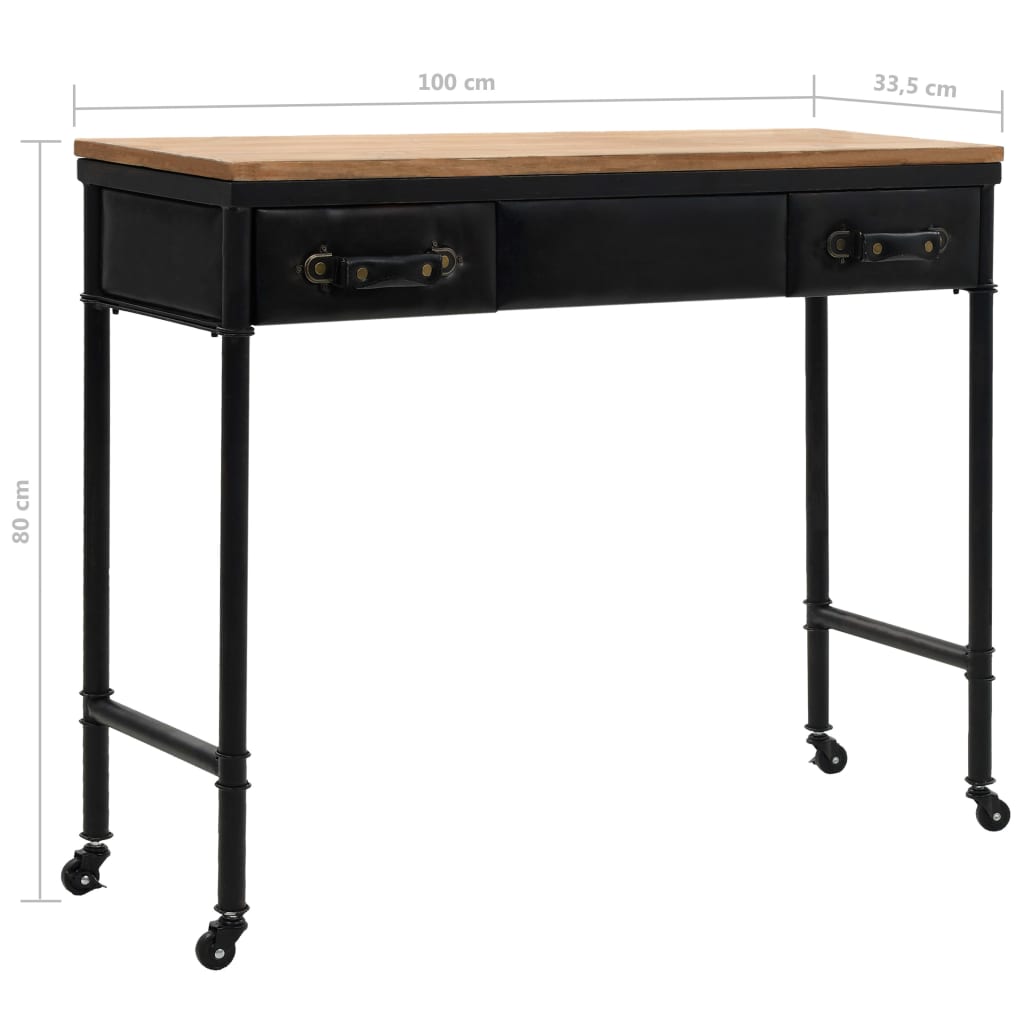 vidaXL Mesa consola em MDF e madeira de abeto 100x33,5x80 cm