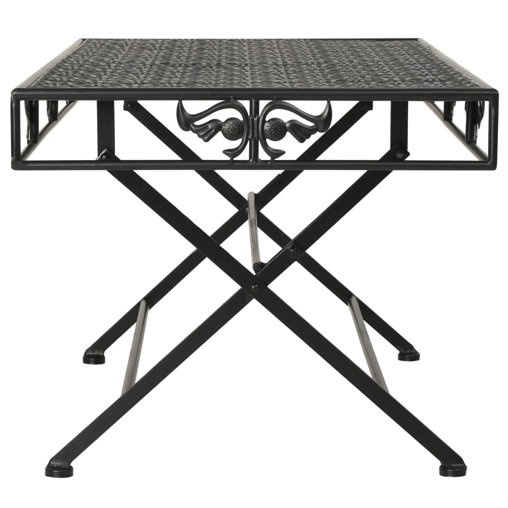 vidaXL Mesa de centro dobrável estilo vintage metal 100x50x45 cm preto