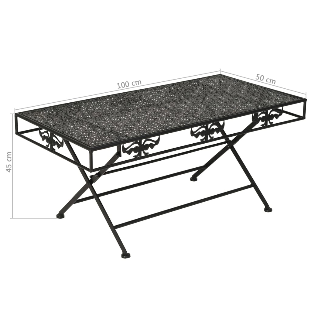 vidaXL Mesa de centro dobrável estilo vintage metal 100x50x45 cm preto