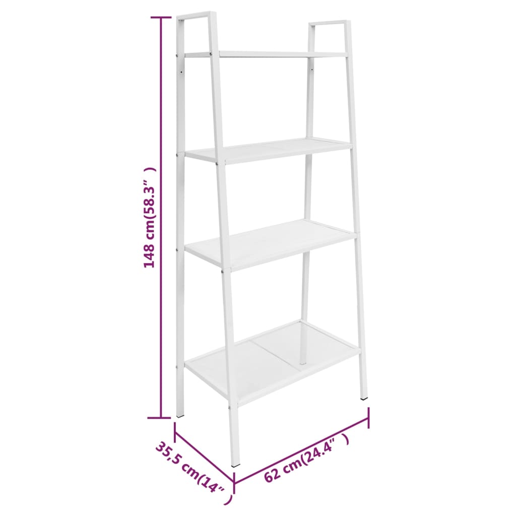 vidaXL Estante em escada com 4 níveis metal branco