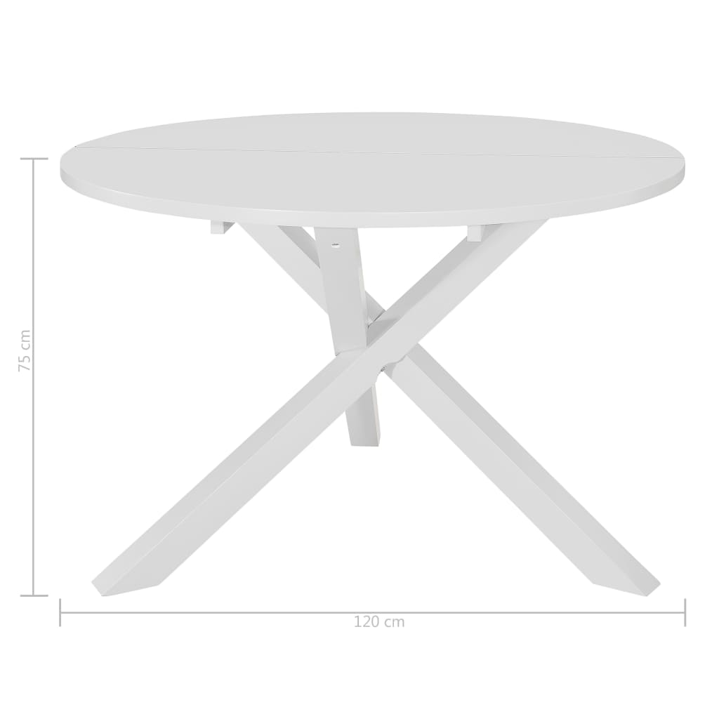 vidaXL Mesa de jantar 120x75 cm MDF branco