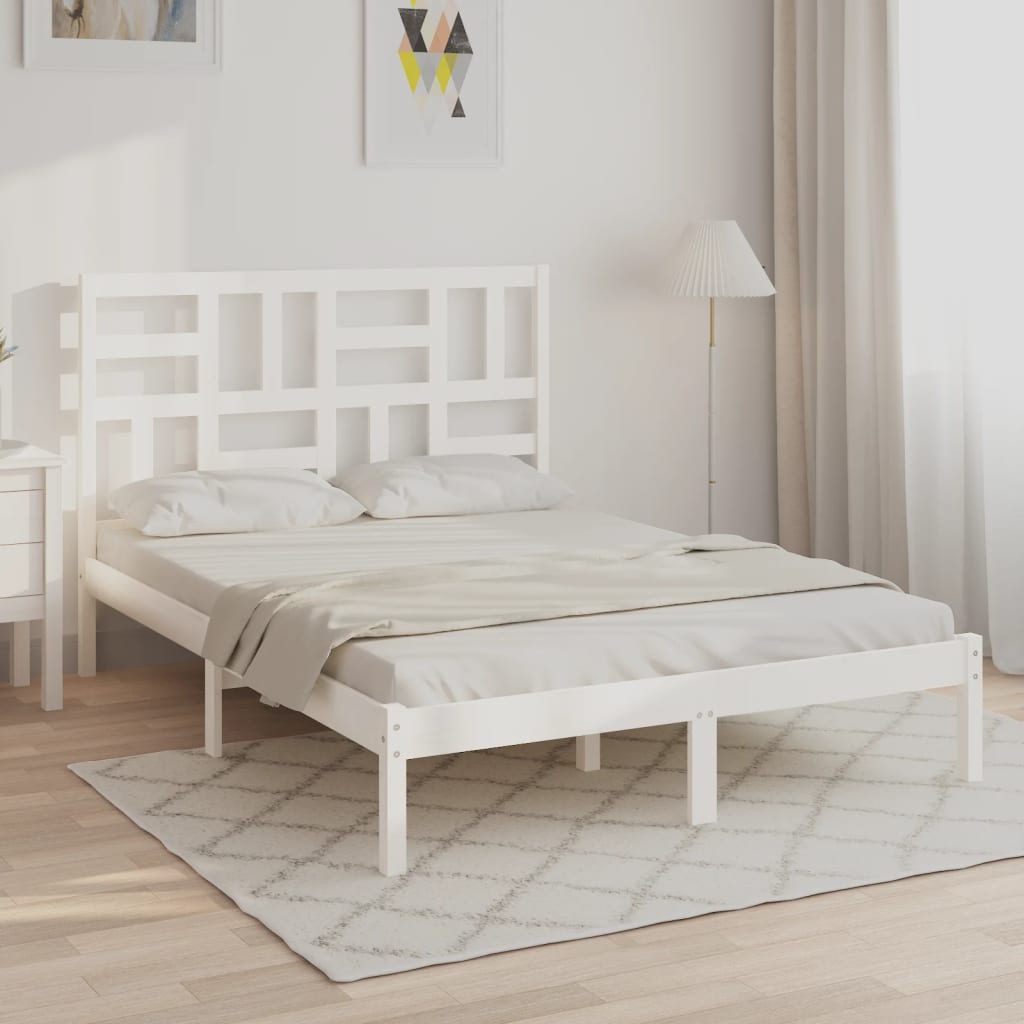 vidaXL Estrutura de cama 120x200 cm madeira maciça branco