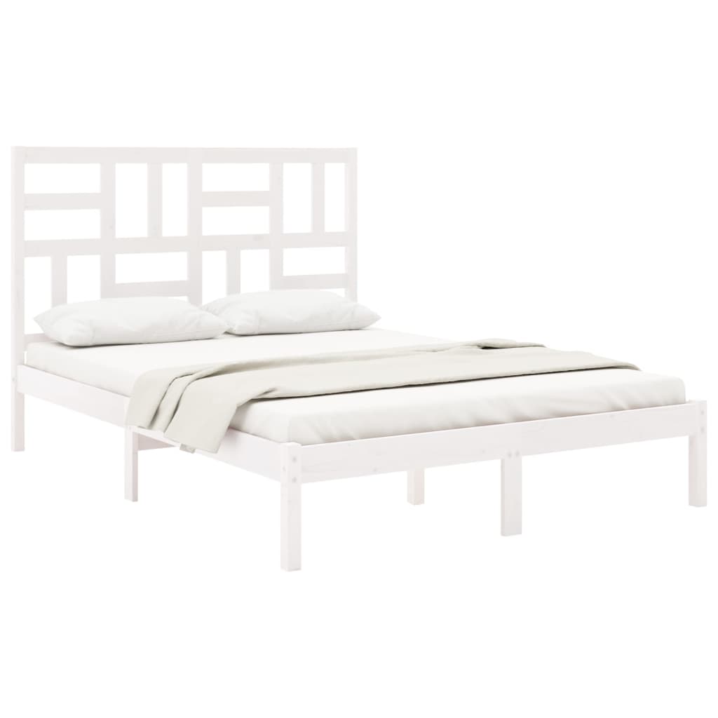 vidaXL Estrutura de cama 120x200 cm madeira maciça branco