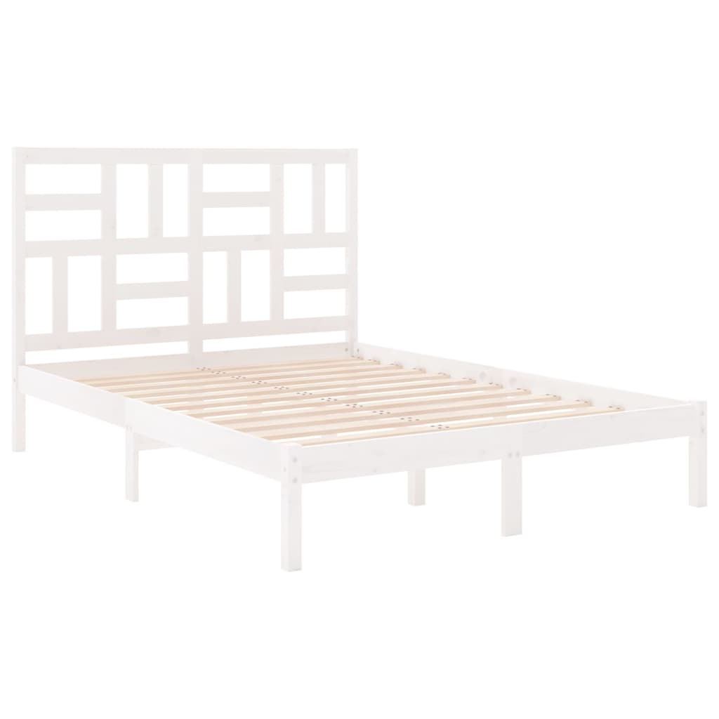 vidaXL Estrutura de cama 120x200 cm madeira maciça branco