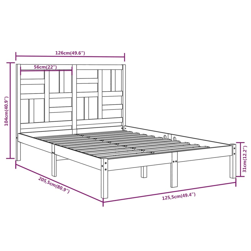 vidaXL Estrutura de cama 120x200 cm madeira maciça branco