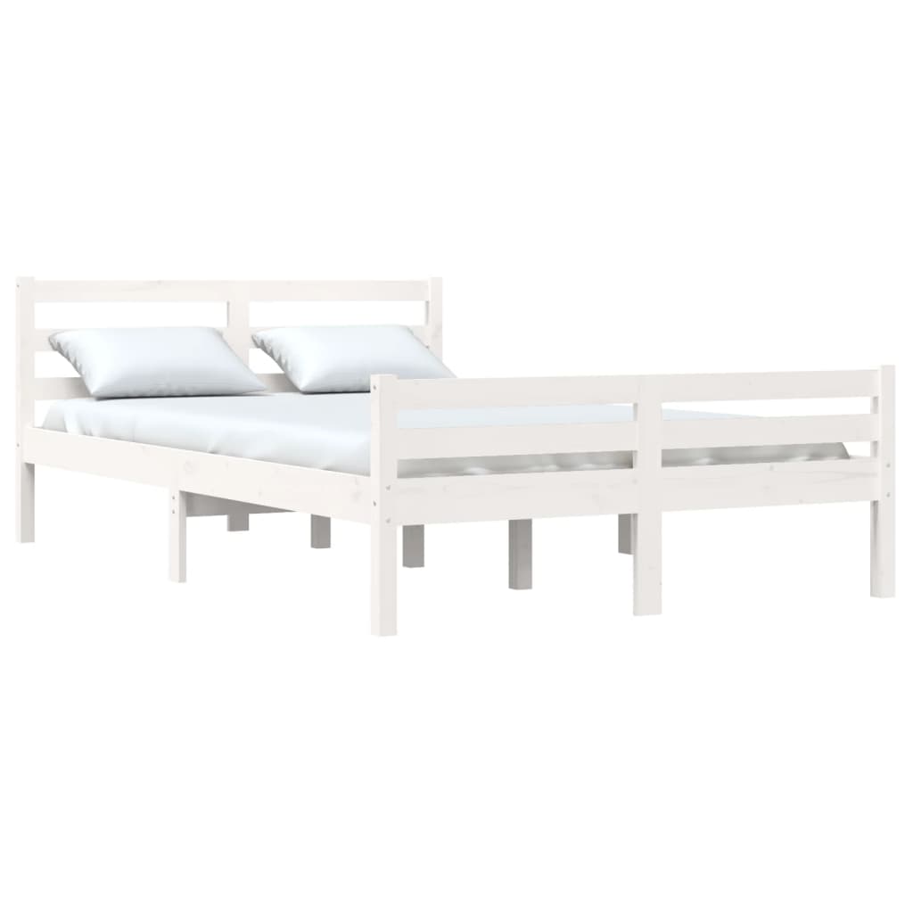 vidaXL Estrutura de cama king 150x200 cm madeira maciça branco