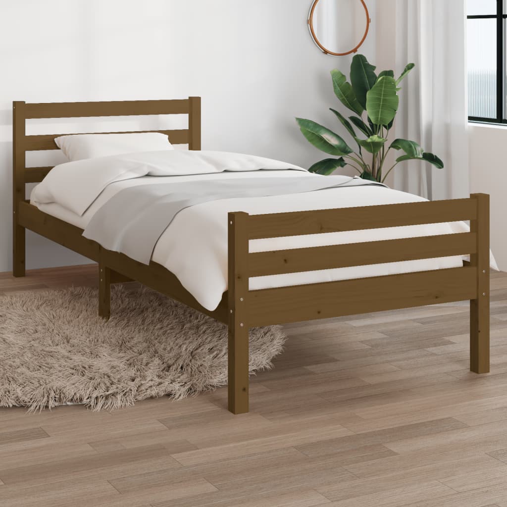 vidaXL Estrutura cama pequena solteiro 75x190 cm madeira castanho mel