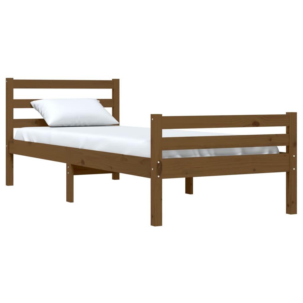 vidaXL Estrutura cama pequena solteiro 75x190 cm madeira castanho mel