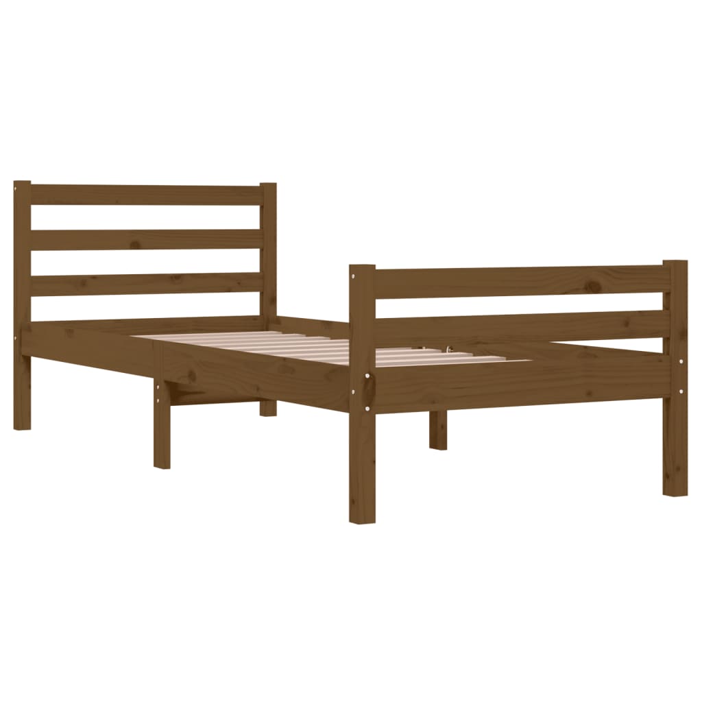 vidaXL Estrutura cama pequena solteiro 75x190 cm madeira castanho mel