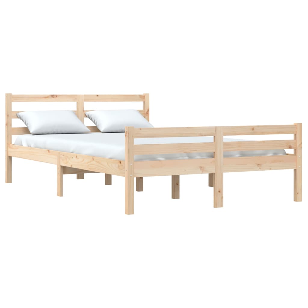 vidaXL Estrutura de cama casal 135x190 cm madeira maciça