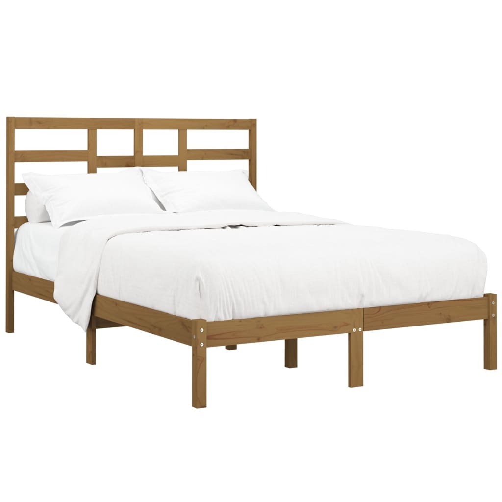 vidaXL Estrutura de cama 140x200 cm madeira maciça castanho-mel