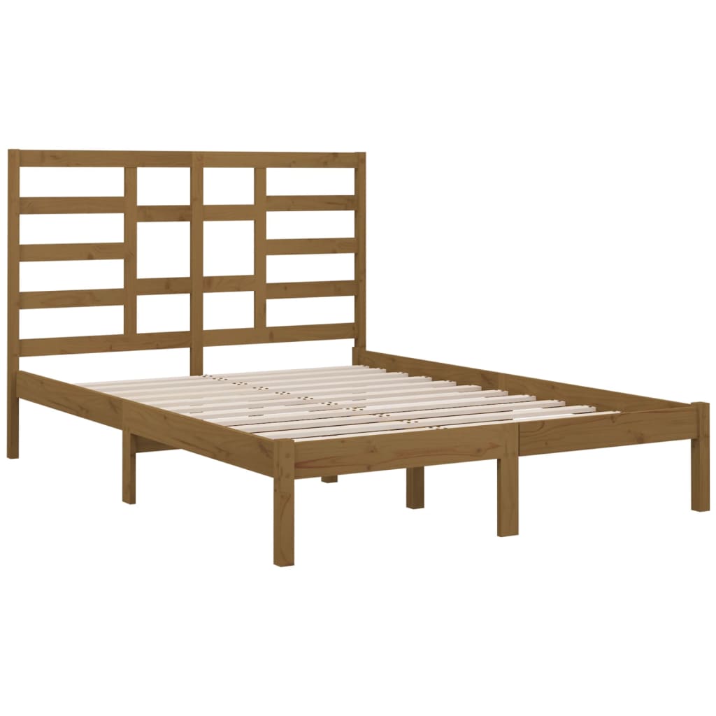 vidaXL Estrutura de cama 140x200 cm madeira maciça castanho-mel