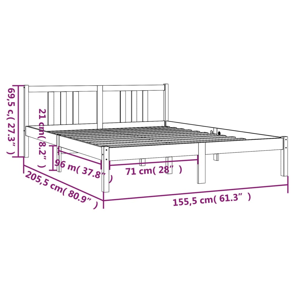 vidaXL Estrutura cama king 150x200 cm madeira maciça castanho-mel