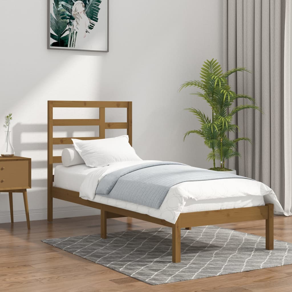 vidaXL Estrutura cama pequena solteiro 75x190 cm madeira castanho mel