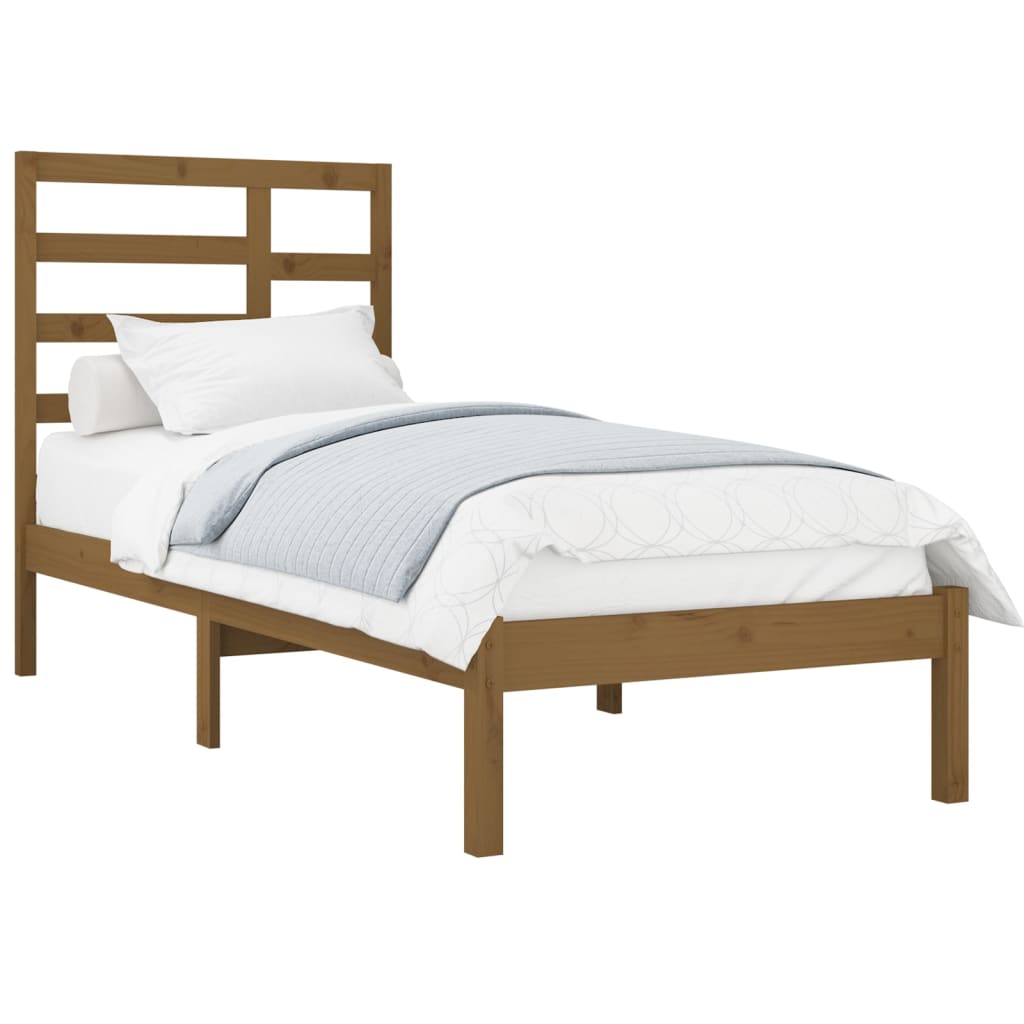 vidaXL Estrutura cama pequena solteiro 75x190 cm madeira castanho mel