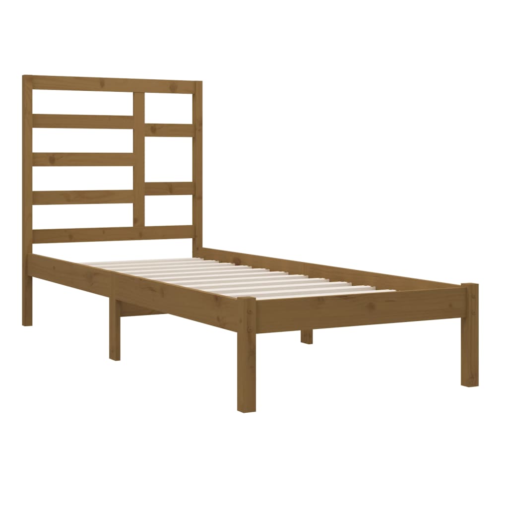 vidaXL Estrutura cama pequena solteiro 75x190 cm madeira castanho mel