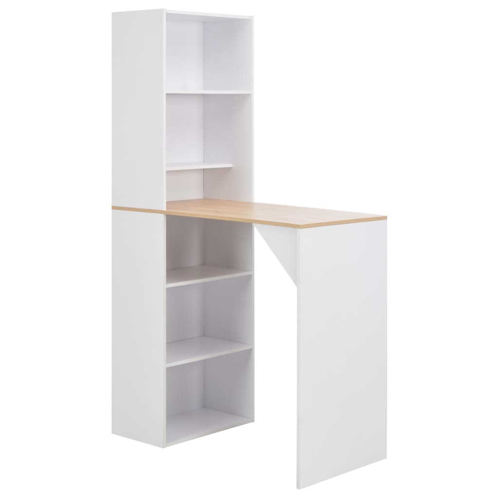 vidaXL Mesa de bar com armário 115x59x200 cm branco