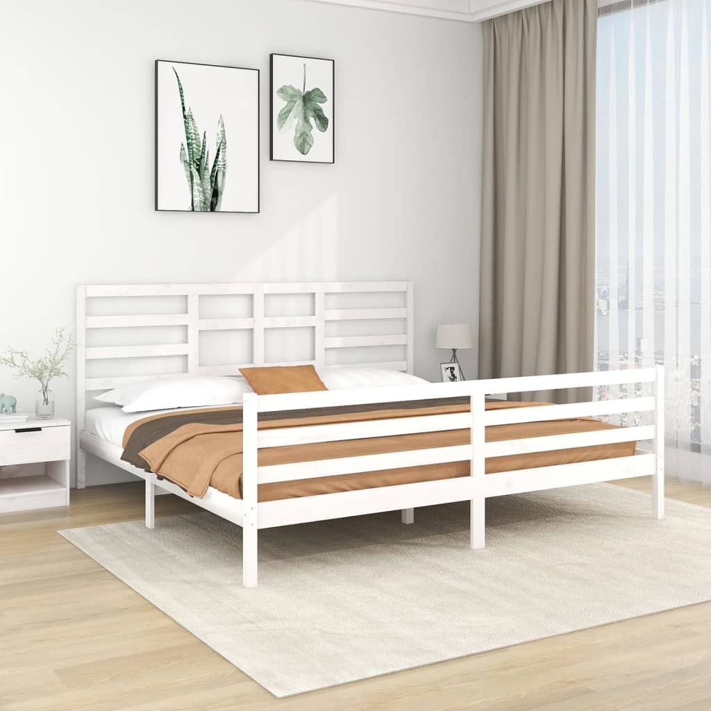 vidaXL Estrutura de cama 200x200 cm madeira maciça branco